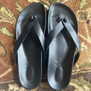 J Crew Pacific Black Leather Thong Sandals AZ009 Women’s Size 10.5